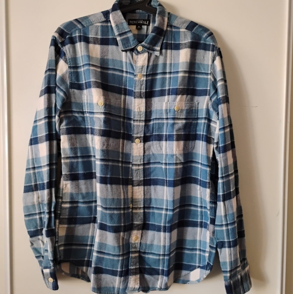 J. Crew Blue and White Plaid Casual Shirt